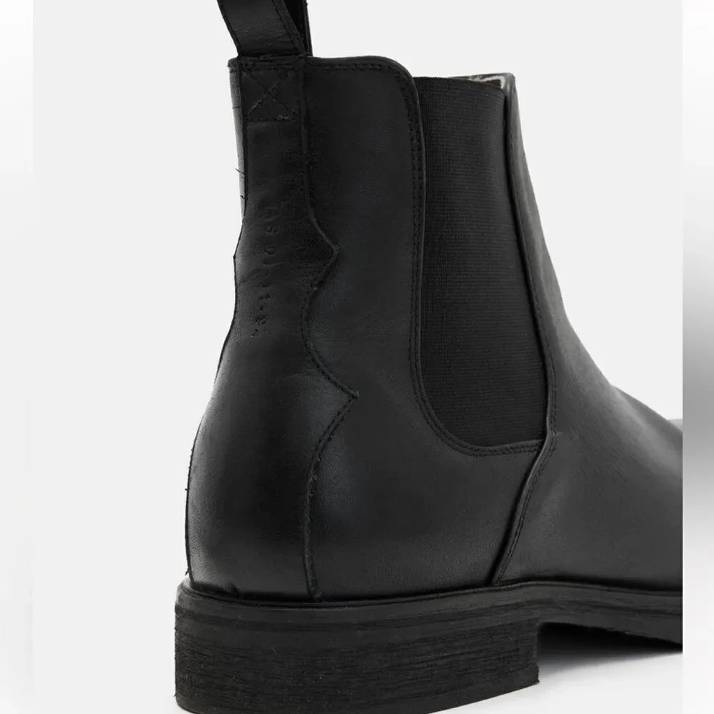 All Saints Creed Leather Chelsea Boots Black Leather EU 44 US 11